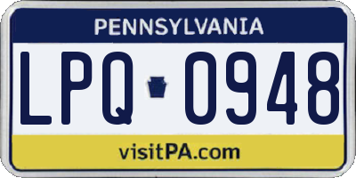 PA license plate LPQ0948