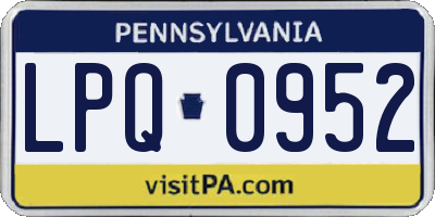 PA license plate LPQ0952