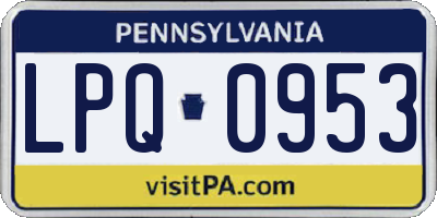 PA license plate LPQ0953