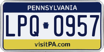 PA license plate LPQ0957