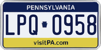 PA license plate LPQ0958