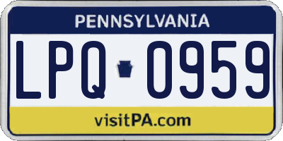 PA license plate LPQ0959