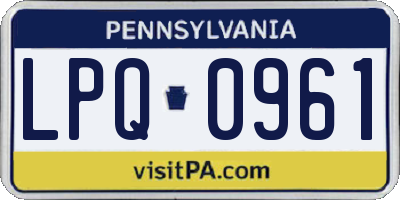PA license plate LPQ0961