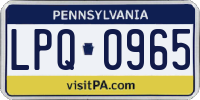 PA license plate LPQ0965