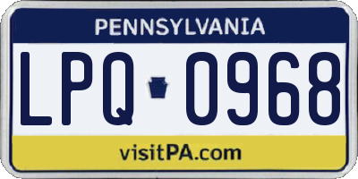 PA license plate LPQ0968