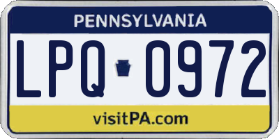 PA license plate LPQ0972