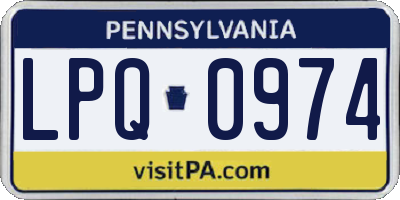 PA license plate LPQ0974