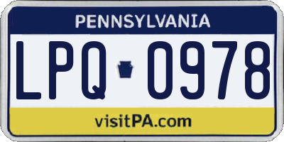 PA license plate LPQ0978