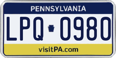 PA license plate LPQ0980
