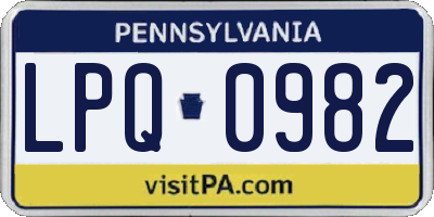 PA license plate LPQ0982