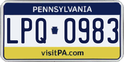 PA license plate LPQ0983