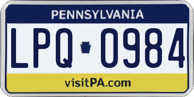 PA license plate LPQ0984