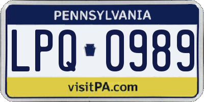 PA license plate LPQ0989