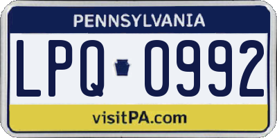 PA license plate LPQ0992