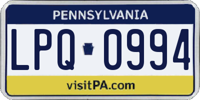 PA license plate LPQ0994
