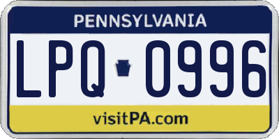 PA license plate LPQ0996