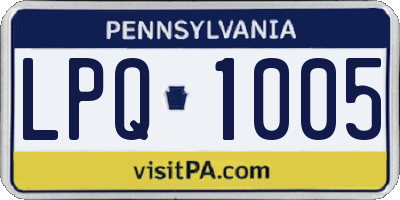 PA license plate LPQ1005