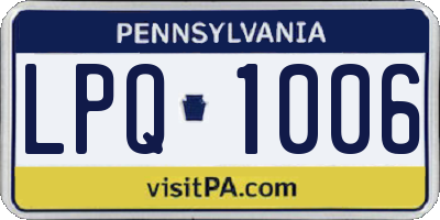 PA license plate LPQ1006