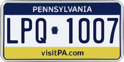 PA license plate LPQ1007
