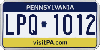 PA license plate LPQ1012