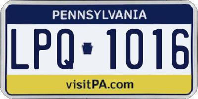 PA license plate LPQ1016