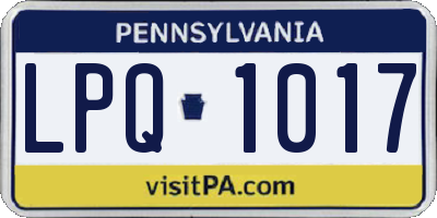 PA license plate LPQ1017