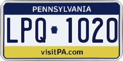 PA license plate LPQ1020