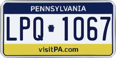 PA license plate LPQ1067
