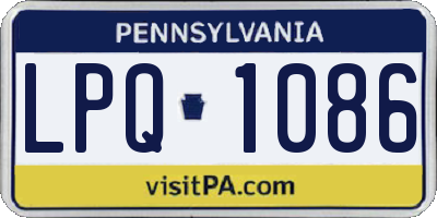 PA license plate LPQ1086