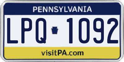 PA license plate LPQ1092