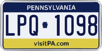 PA license plate LPQ1098