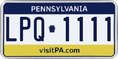 PA license plate LPQ1111