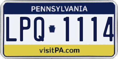 PA license plate LPQ1114
