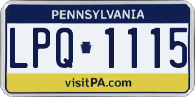 PA license plate LPQ1115