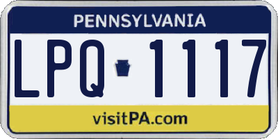PA license plate LPQ1117