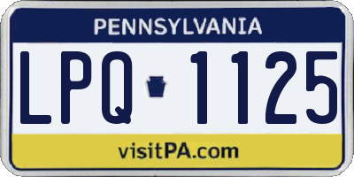 PA license plate LPQ1125