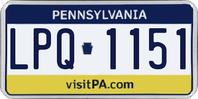 PA license plate LPQ1151