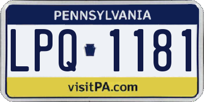 PA license plate LPQ1181