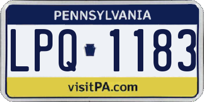 PA license plate LPQ1183