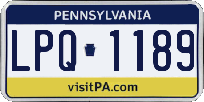 PA license plate LPQ1189