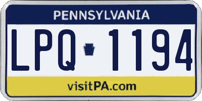PA license plate LPQ1194