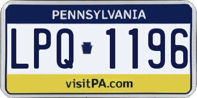PA license plate LPQ1196