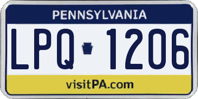 PA license plate LPQ1206