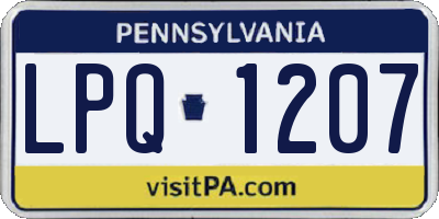 PA license plate LPQ1207