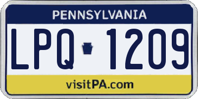 PA license plate LPQ1209