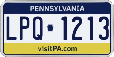 PA license plate LPQ1213