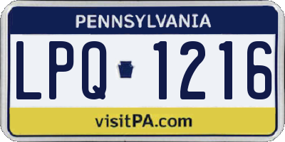 PA license plate LPQ1216