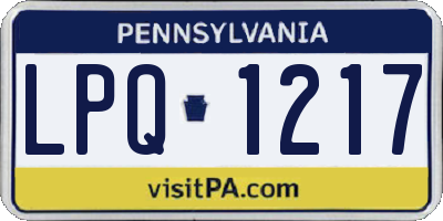 PA license plate LPQ1217