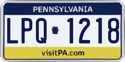 PA license plate LPQ1218