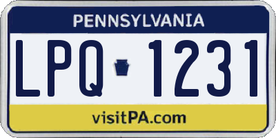 PA license plate LPQ1231